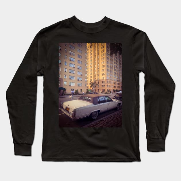 Upper West Side Manhattan NYC Vintage Car Cadillac Long Sleeve T-Shirt by eleonoraingrid